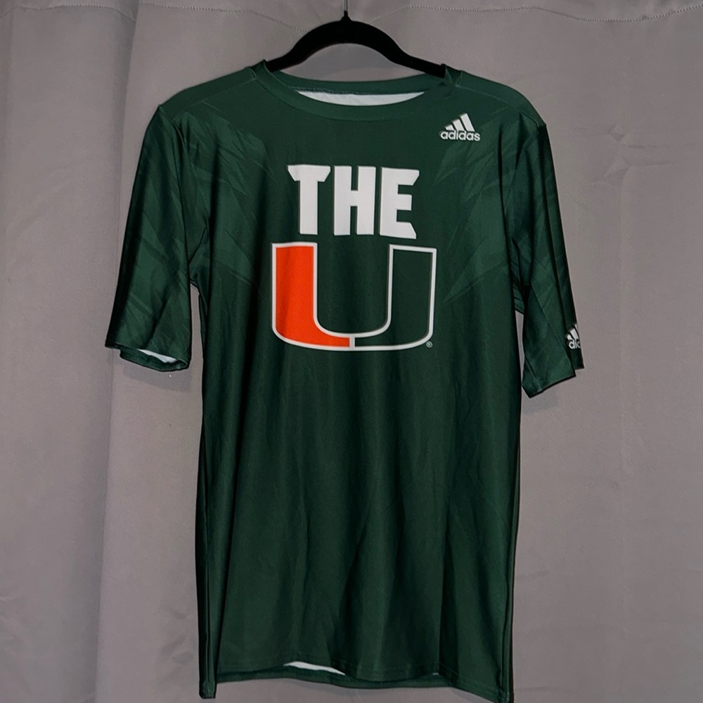 NEW SLIM FIT ADIDAS Miami Hurricanes UM shirt